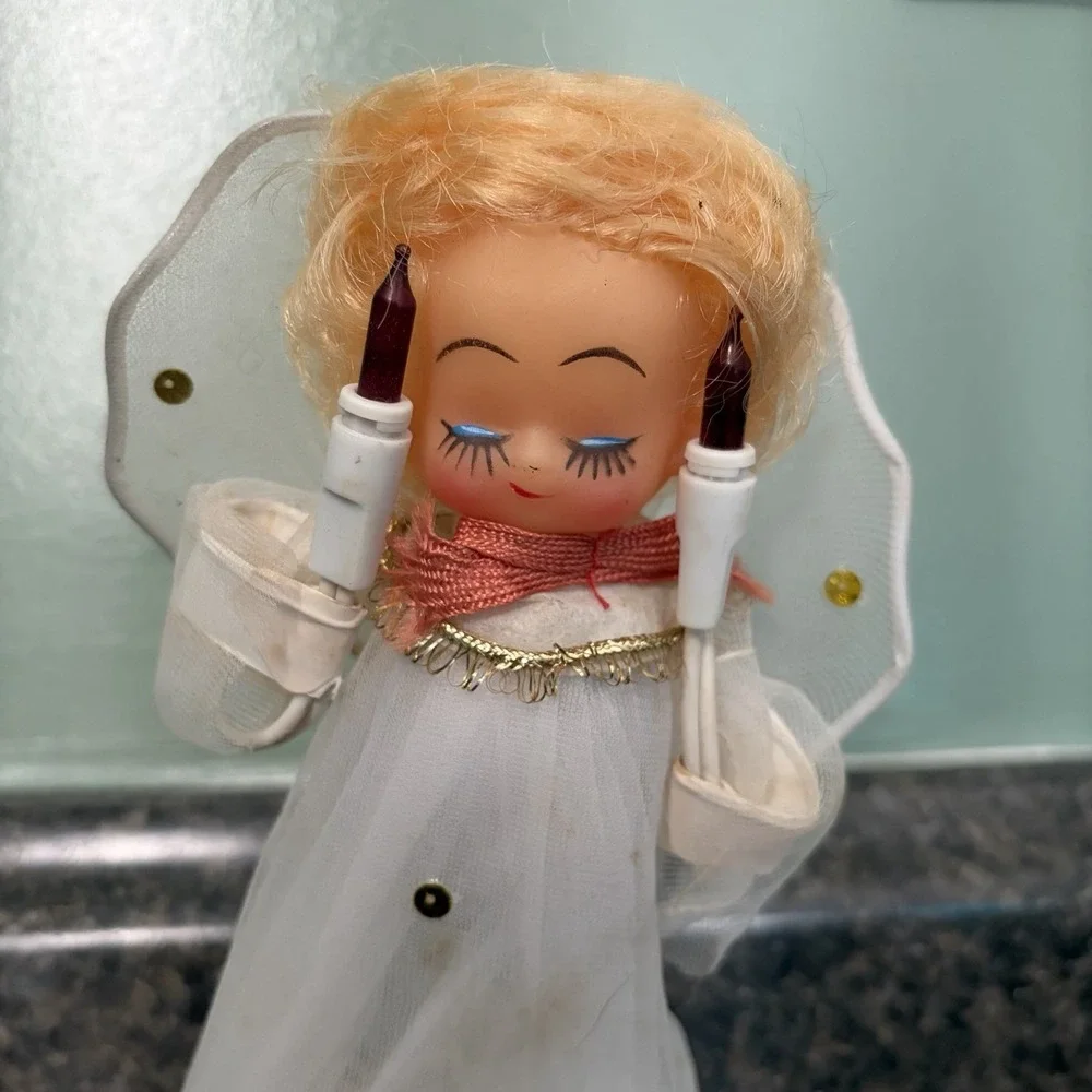 Vtg Christmas 10-Light Angel Tree Top Topper‎ Blonde Works 8